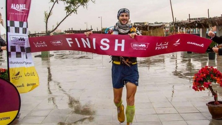 Frenchman Pierre completes his epic 475km run across Qatar, alone!