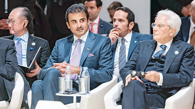 HH The Amir joins world leaders for the opening of the Paris Peace Forum
