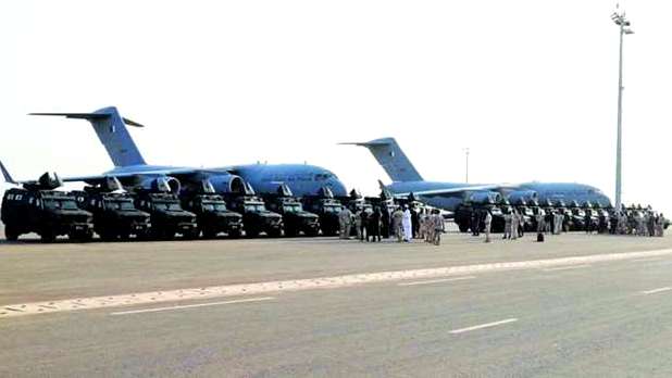 Qatari Armed Forces deliver a consignment of 24 armoured vehicles to Mali
