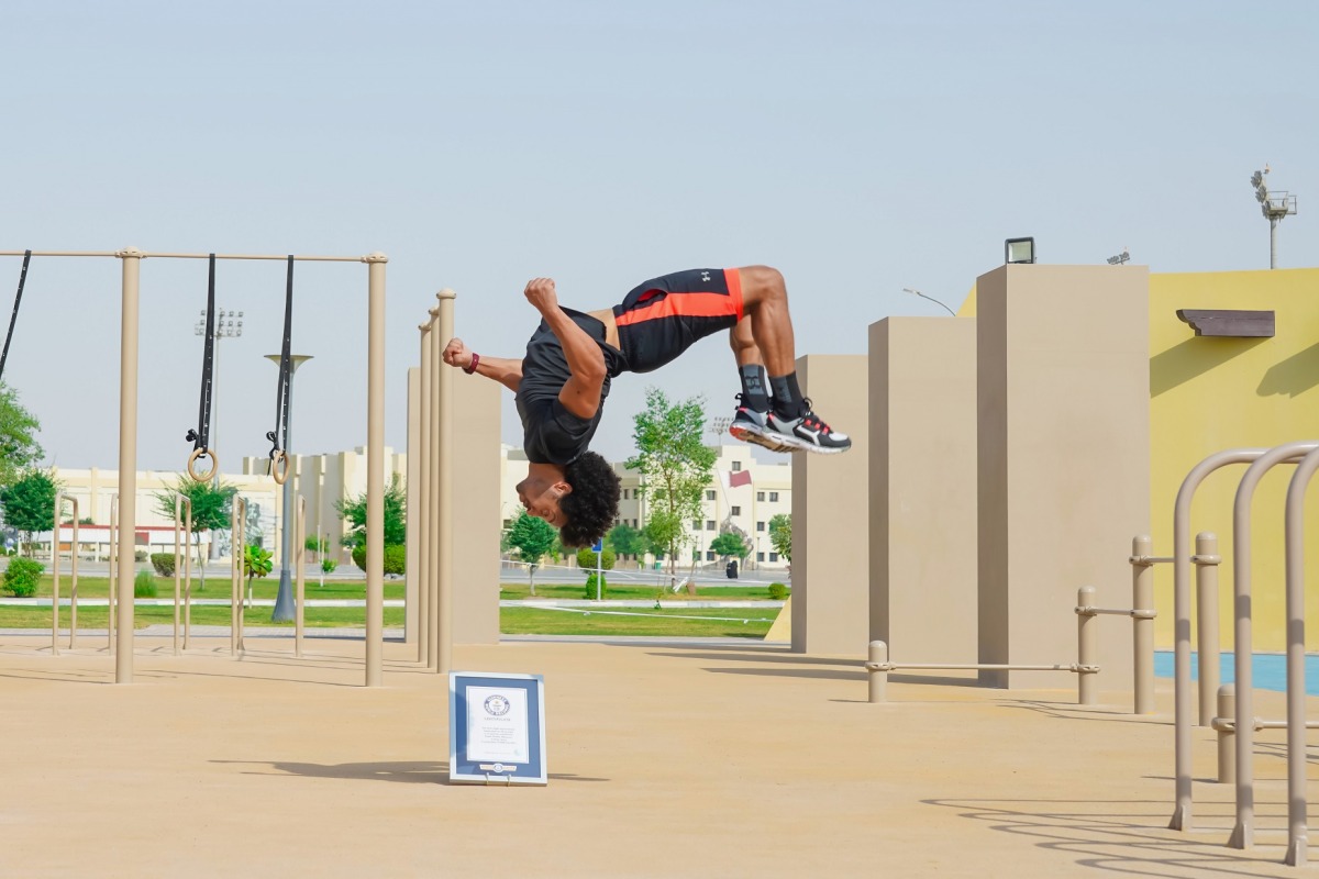 Qatar-based Ayoub Touabe sets world record for most single leg backward somersaults 
