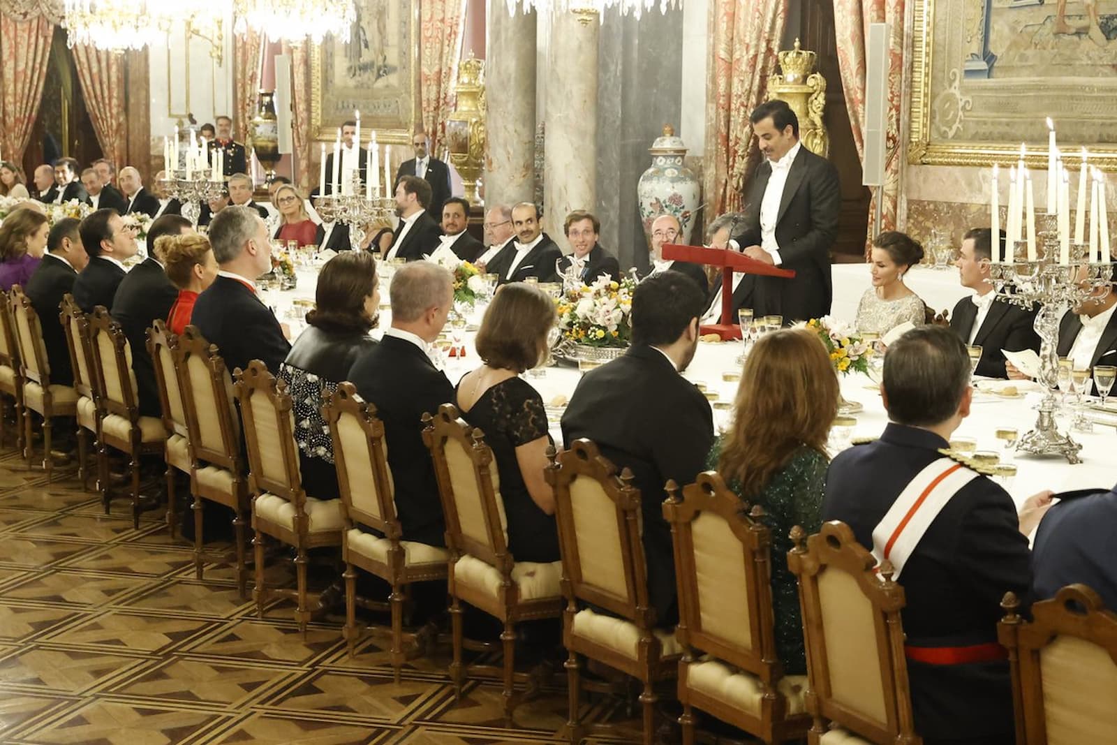 His Highness Amir and Her Highness Sheikha Jawaher attended state dinner banquet by King and Queen of Spain