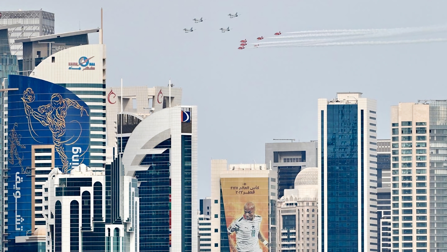 Amiri Air Force performs a joint air show with Saudi Arabia and British Air Force