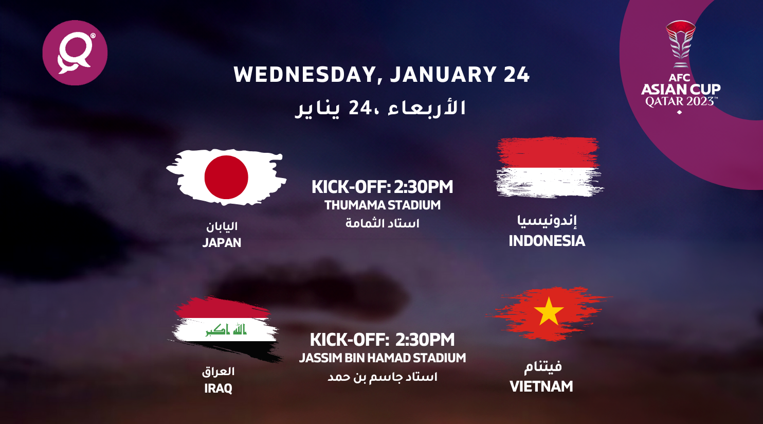 Japan, Indonesia look to qualify for knockout round on Wednesday