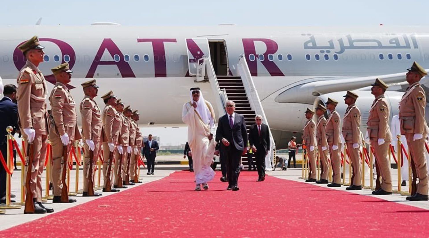 HH The Amir arrives in Baghdad for Arab Summits