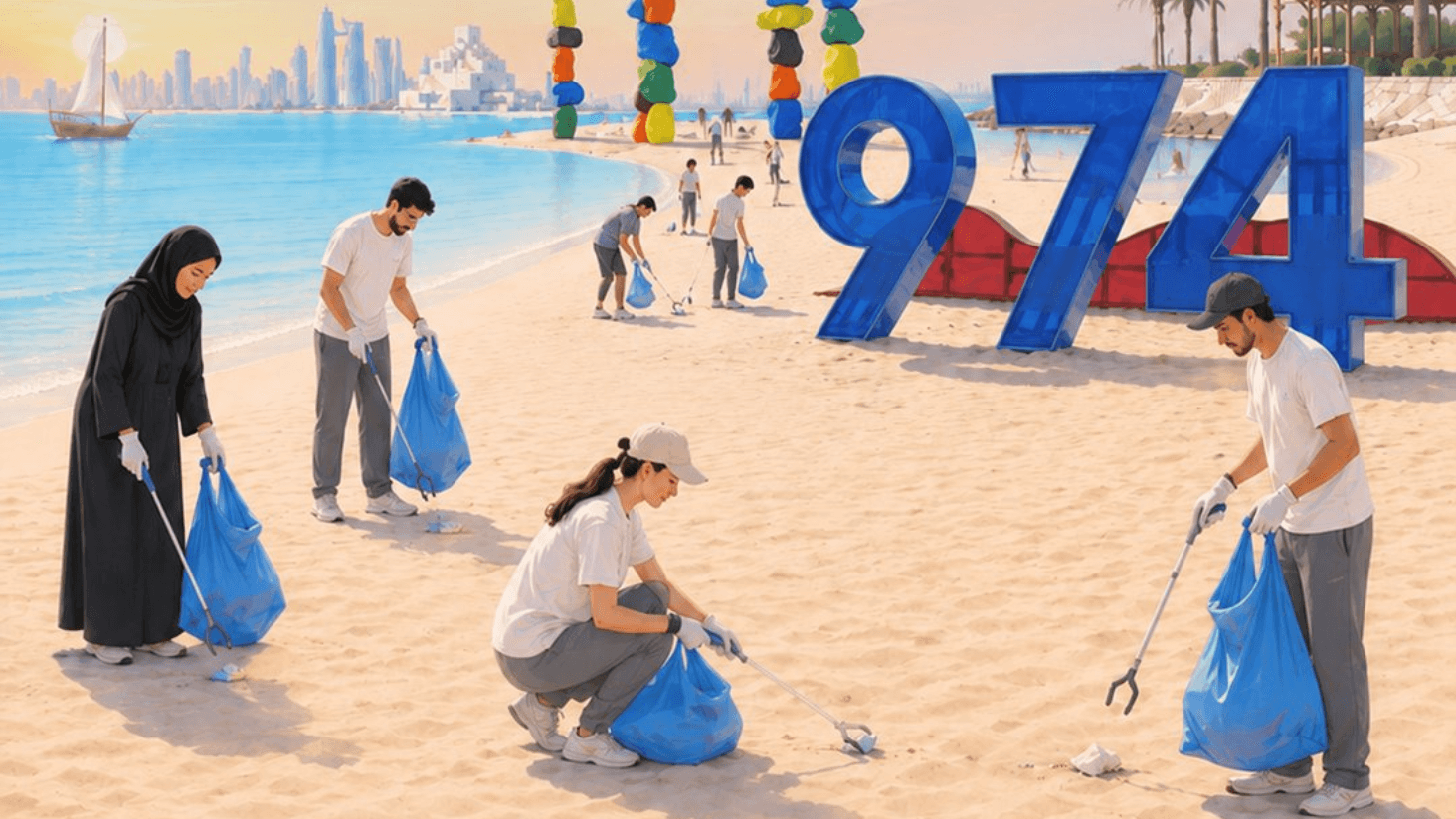 دعوة سكان قطر للمشاركة في حملة تنظيف شاطئ 974 في 7 أغسطس