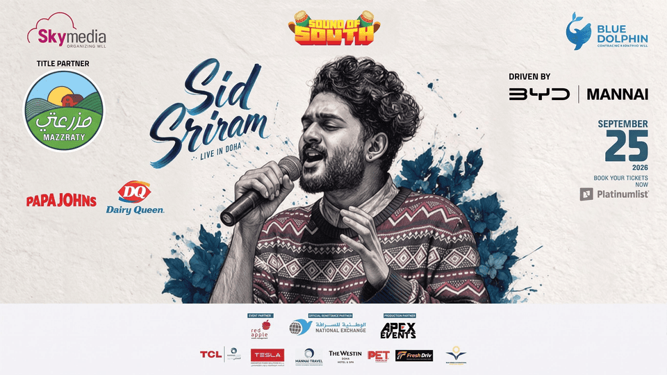 Sid Sriram to Perform in the GCC for the First Time Ever with Concert at QNCC on September 25