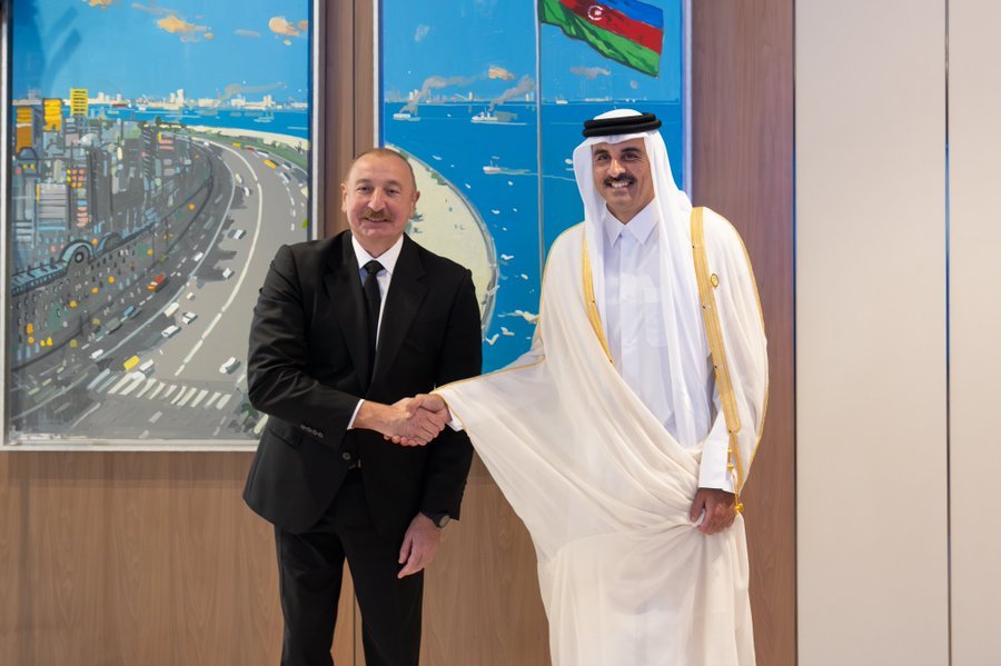 HH The Amir meets Azerbaijan President Ilham Aliyev in Baku