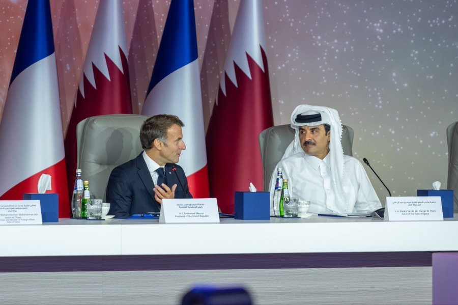 HH The Amir and President Macron attend One Planet investment summit in Doha