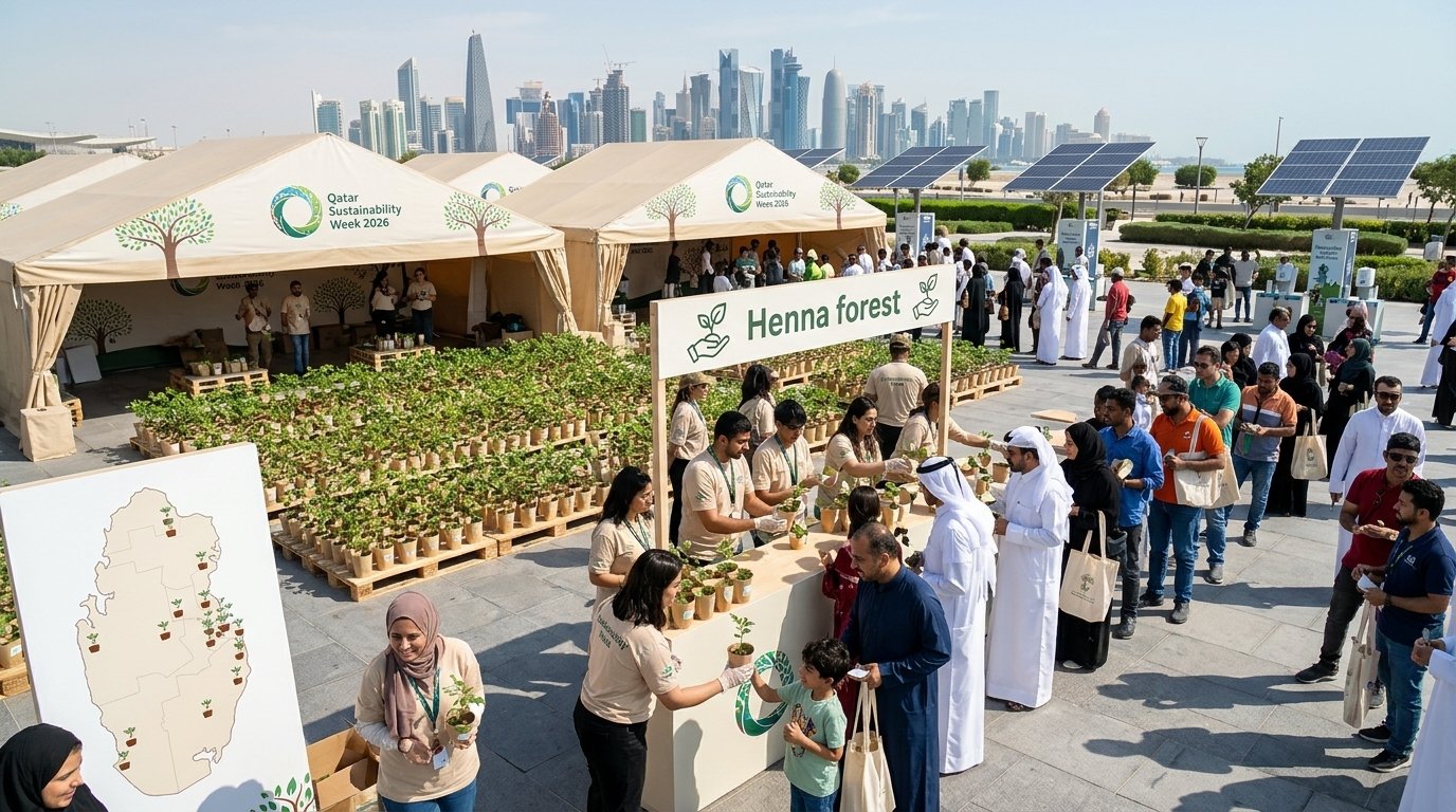 بلدية الظعاين توزع 500 شتلة حناء خلال أسبوع الاستدامة في قطر